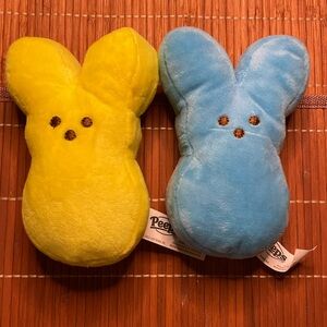 LOT OF 2 Peeps Bunny Rabbit 6" Plushes Blue And Yellow 2022 Easter Peeps
